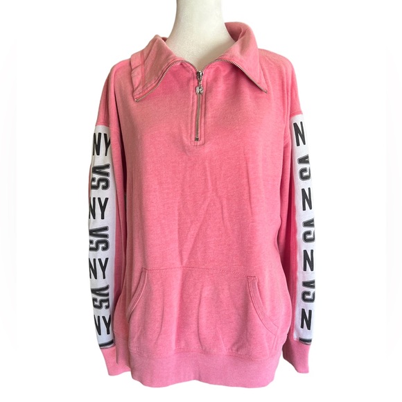 VICTORIA’S SECRET Wings Collection 1/4 Zip Pink Sweatshirt Size Small NY VS - Picture 13 of 13